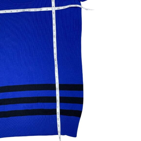 Newport News Women's Cobalt Blue/Black Scoop Neck Tunic Mini Dress Bell Sleeve L - Picture 6 of 8